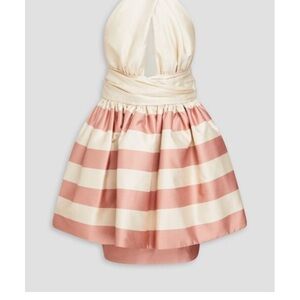Zimmermann Pink and White Tiered Halter Cocktail Dress-